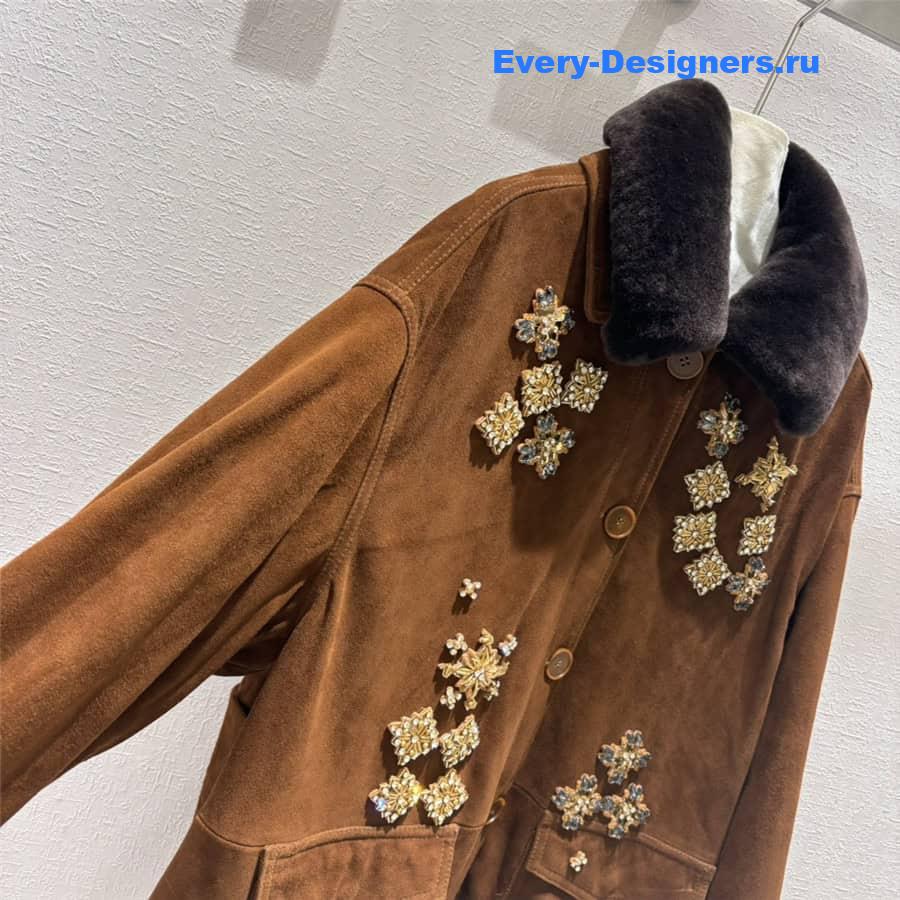 M1um1u rabbit fur lapel coat