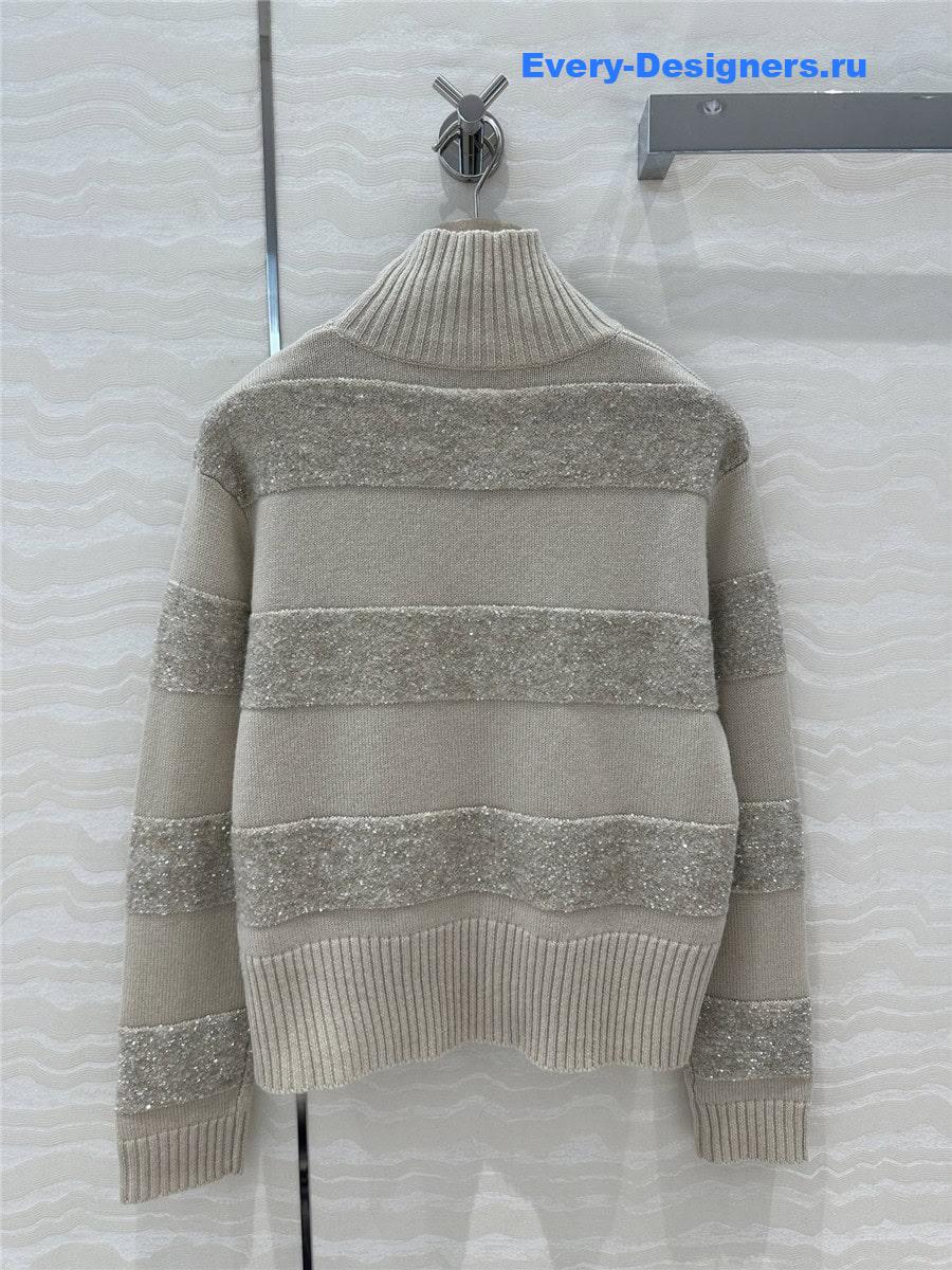 BC Sequin Knitted Cashmere Sweater in Grey