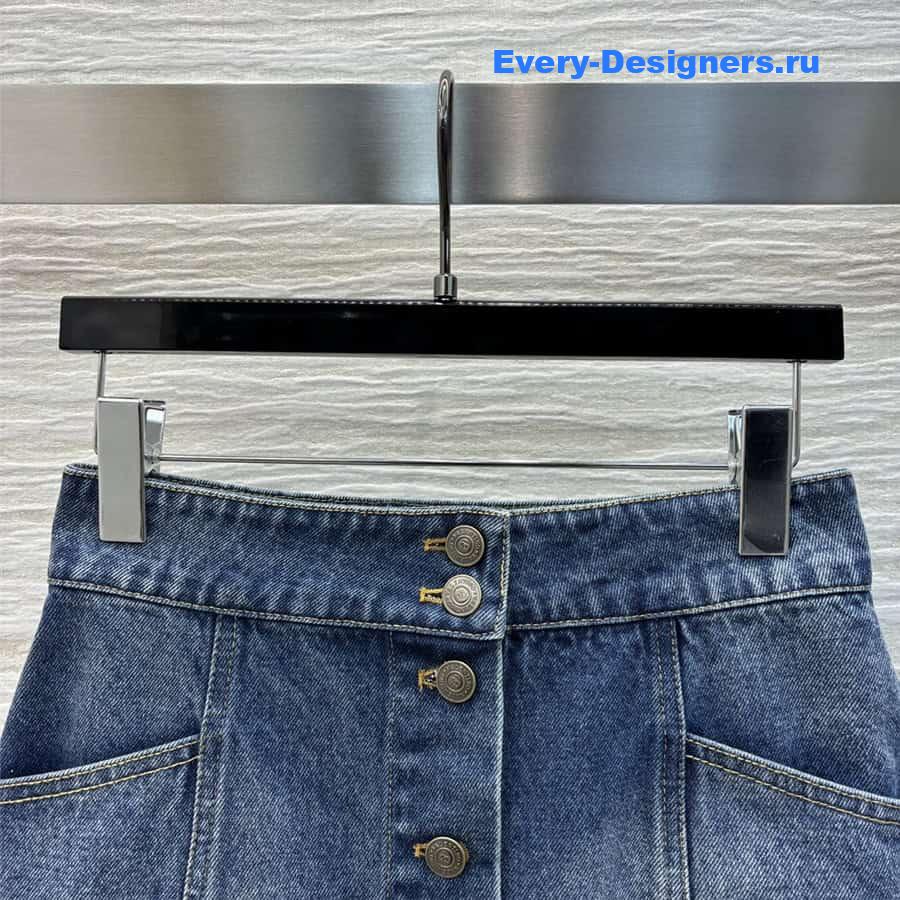 Va1e*ntin0 ribbon embroidered denim skirt