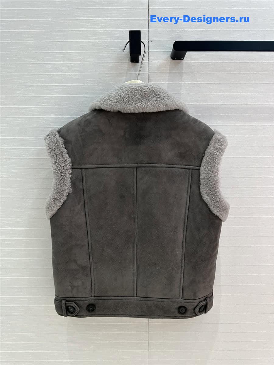 Brunello Cucinelli Grey Suede Shearling Vest