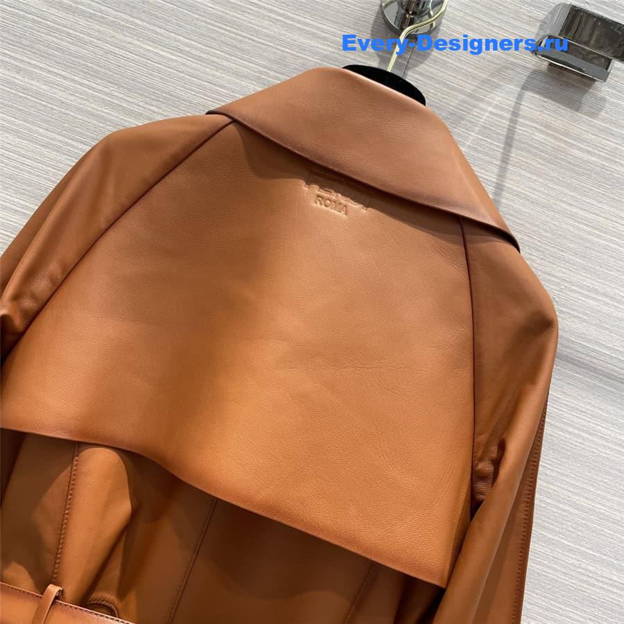 F**di long belted leather trench coat