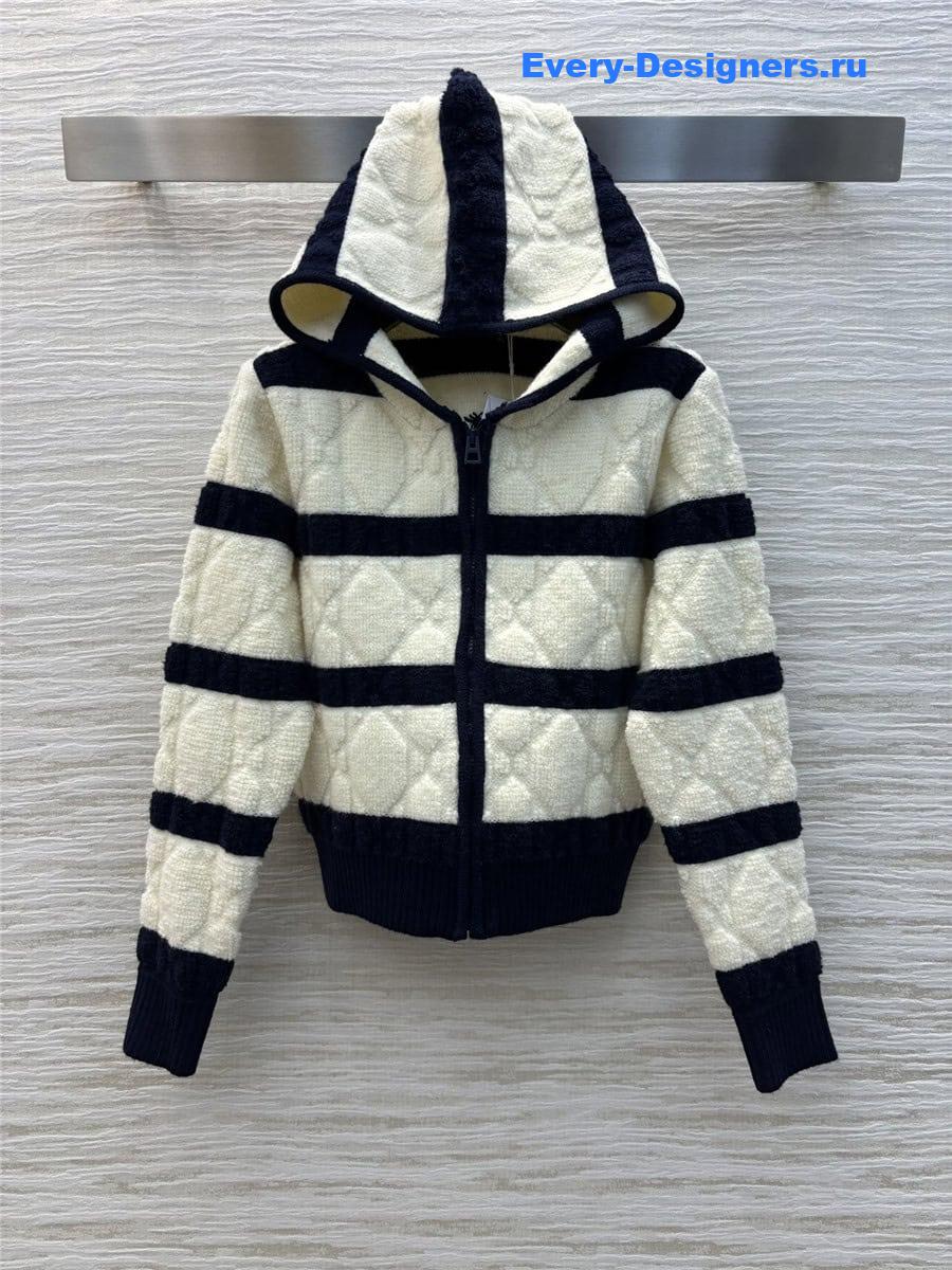d10r hooded D1am0nd cardigan sweater