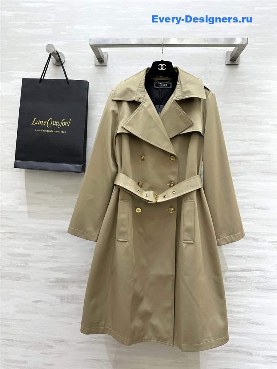 Versace double-breasted long trench coat