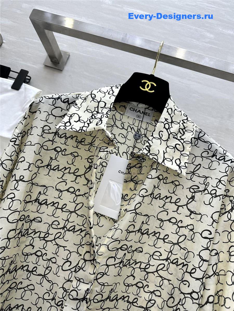 CC logo graffiti silk cotton shirt