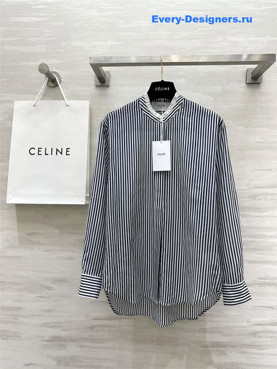 Ce1i*e vertical striped stand collar shirt