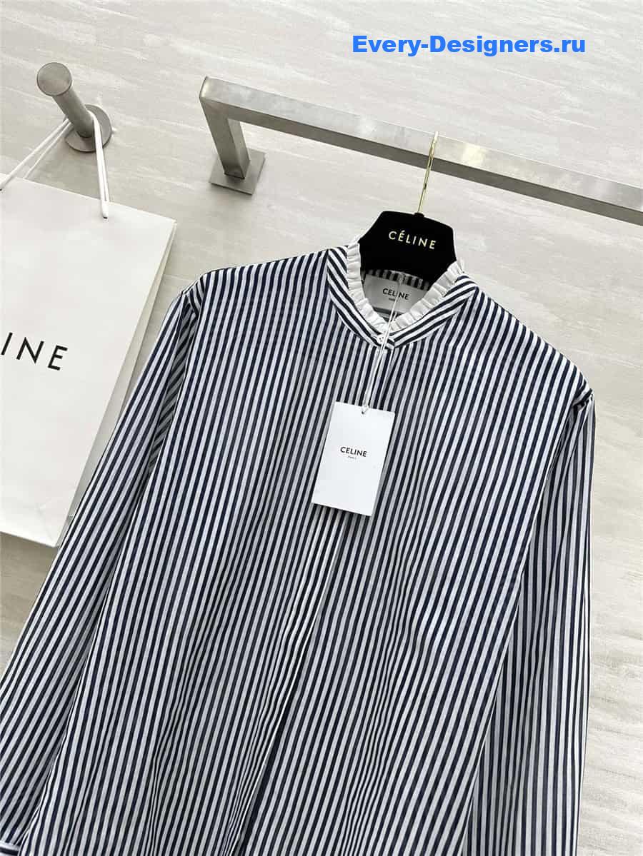 Ce1i*e vertical striped stand collar shirt