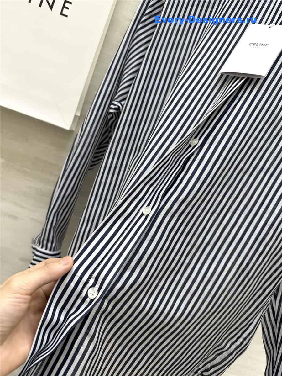 Ce1i*e vertical striped stand collar shirt