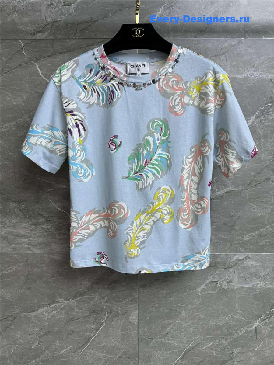 CC feather print T-shirt