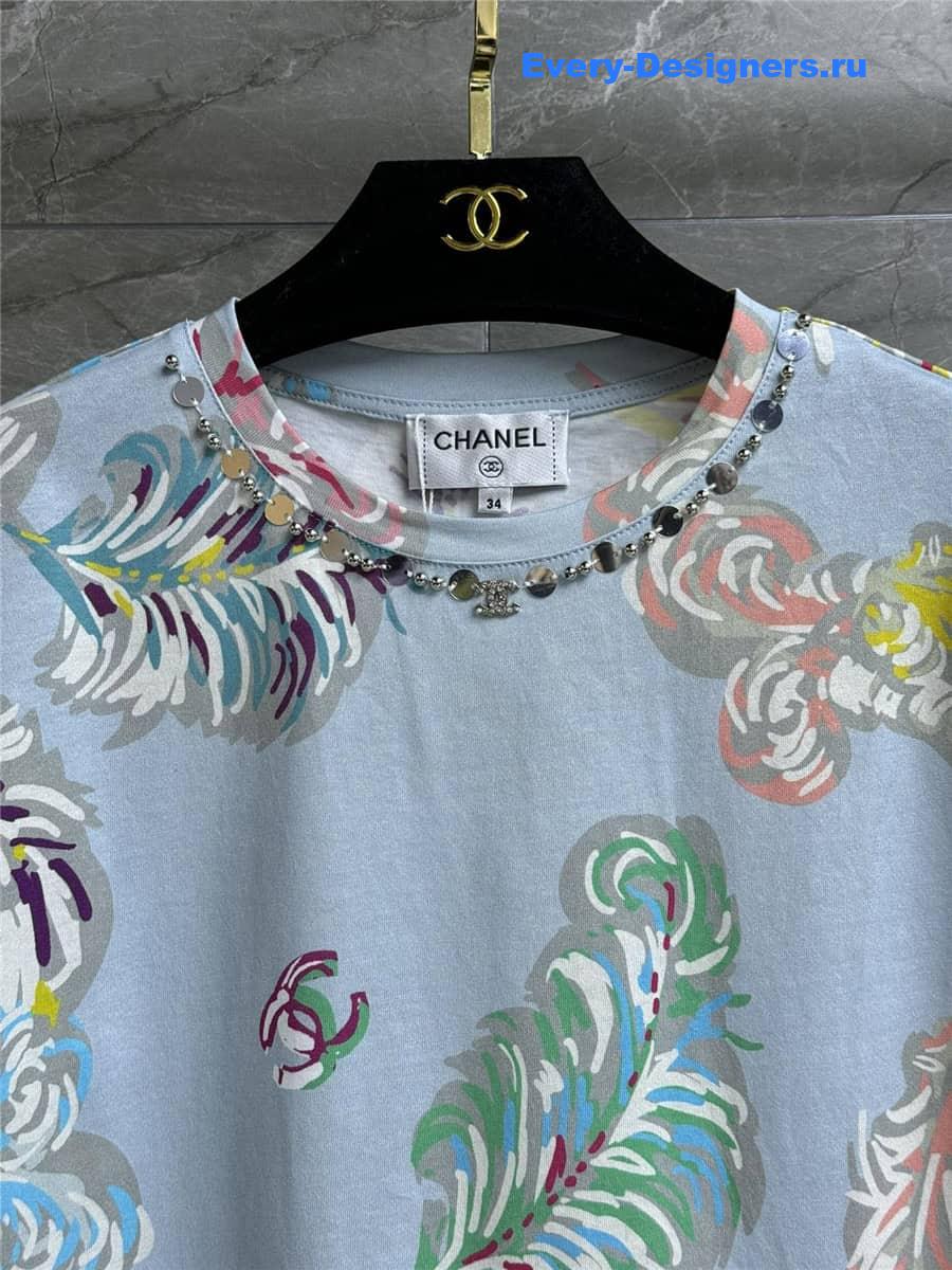 CC feather print T-shirt