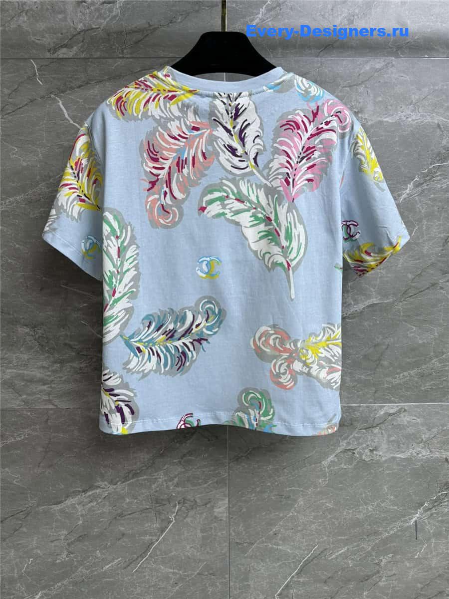 CC feather print T-shirt