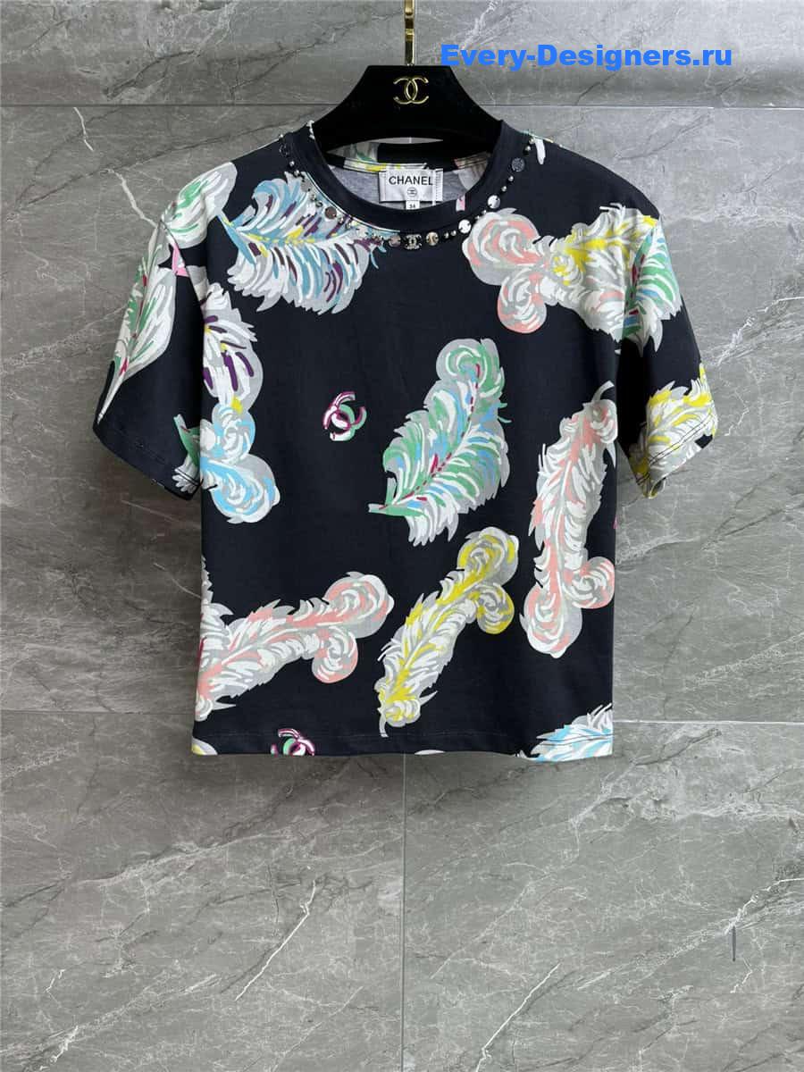 CC feather print T-shirt