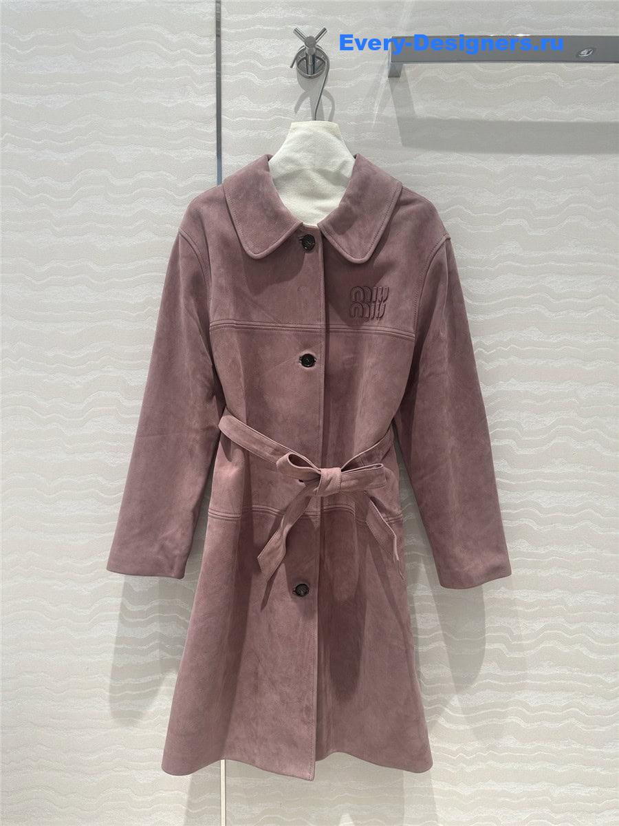 M1um1u suede trench coat jacket