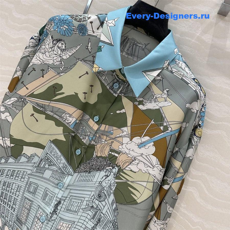 H**me5 scarf print silk shirt