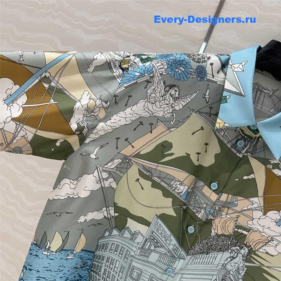 H**me5 scarf print silk shirt