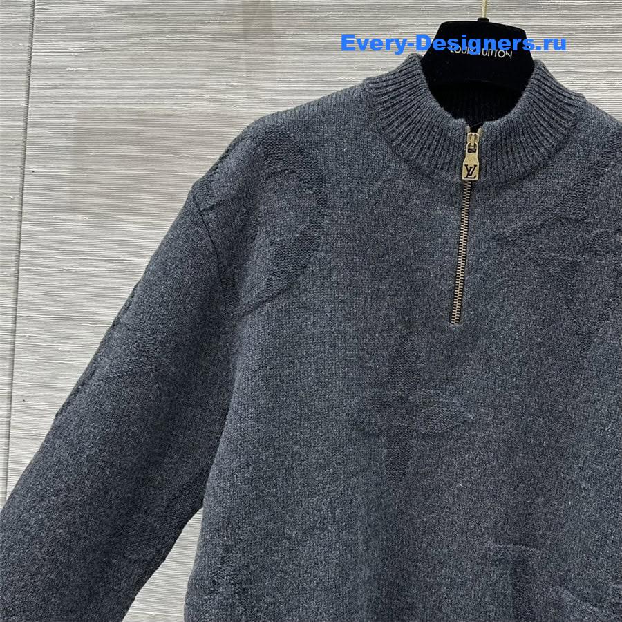 LV Monogram Jacquard Half Zip Sweater