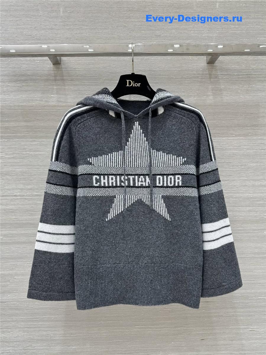 D10ralps three-quarter sleeve hooded sweater in grey