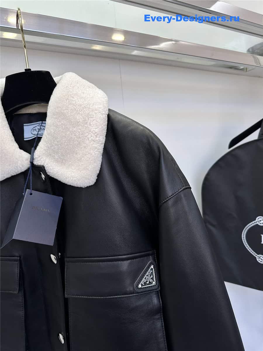 Pra*a lambswool collar quilted flight suit