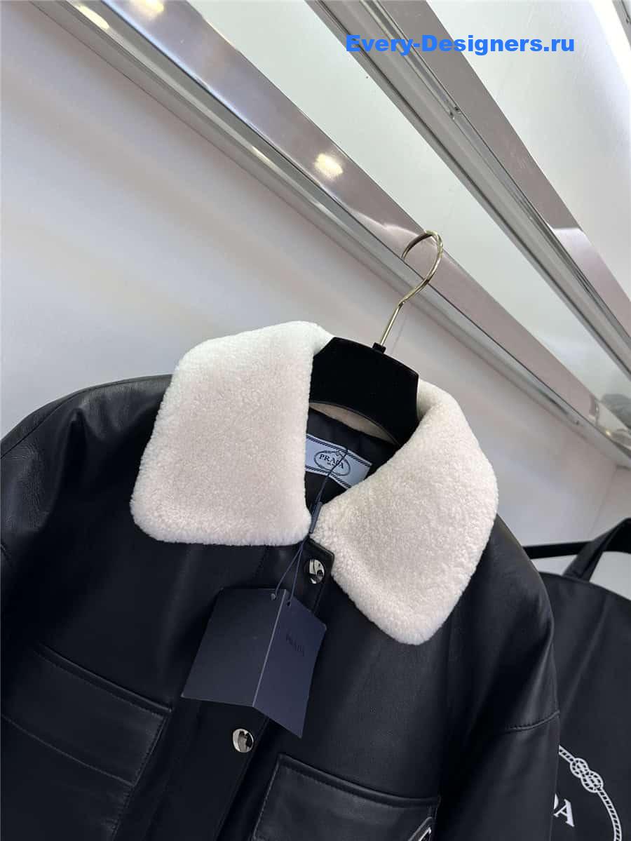 Pra*a lambswool collar quilted flight suit