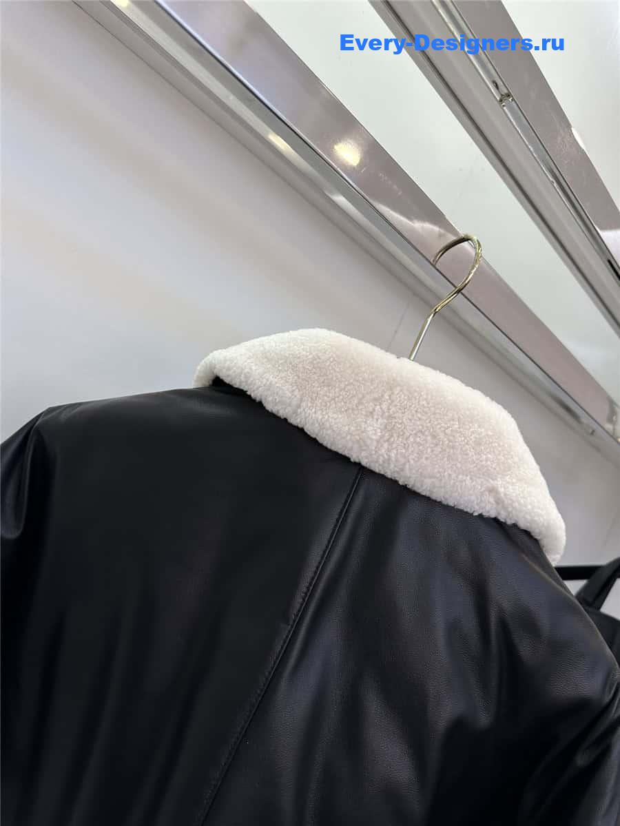 Pra*a lambswool collar quilted flight suit