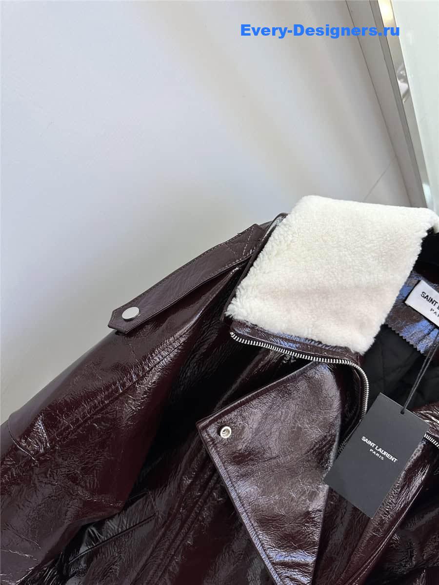 Y51 fur collar leather jacket