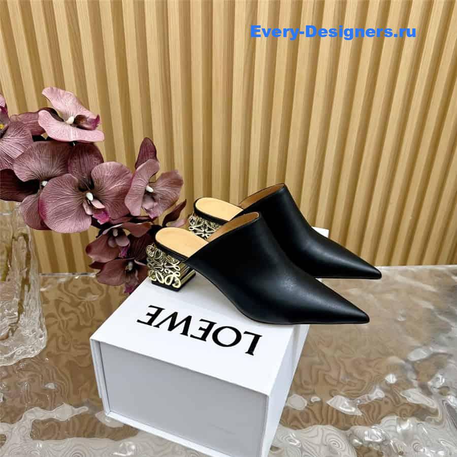 L0ew* anagram heel mules in black