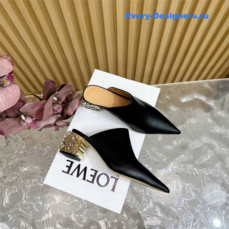 L0ew* anagram heel mules in black