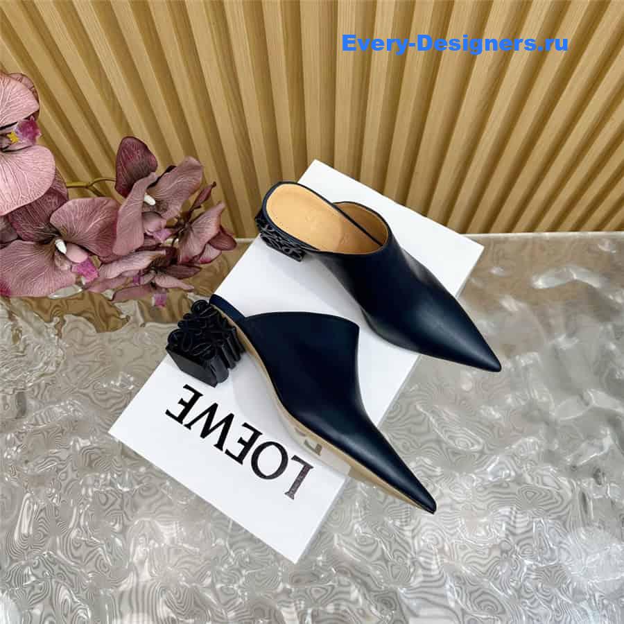 L0ew* anagram heel mules in navy