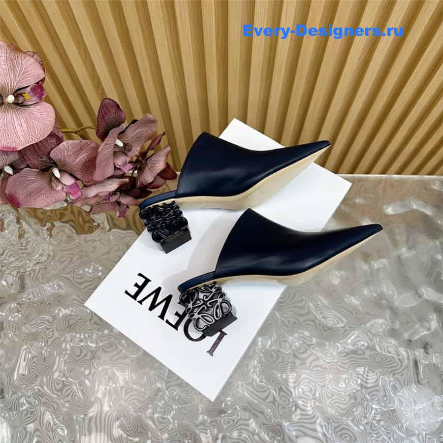 L0ew* anagram heel mules in navy