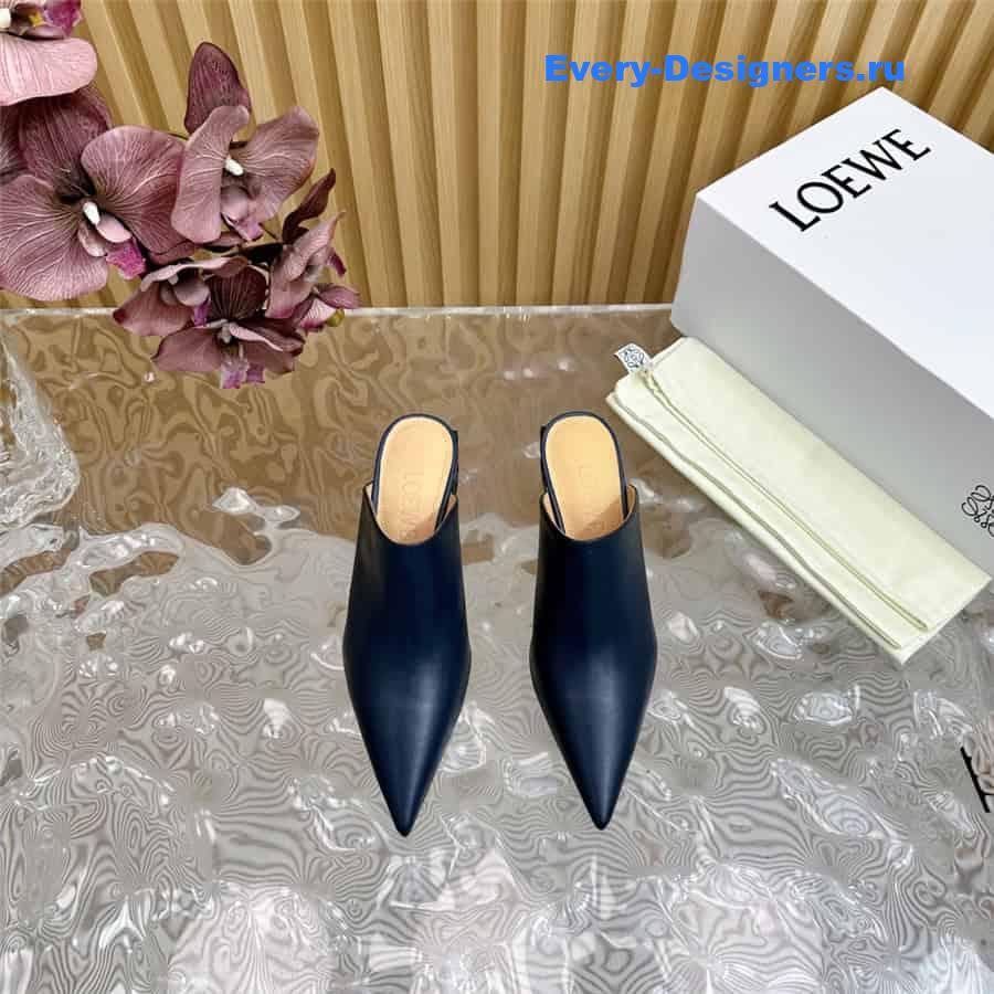L0ew* anagram heel mules in navy