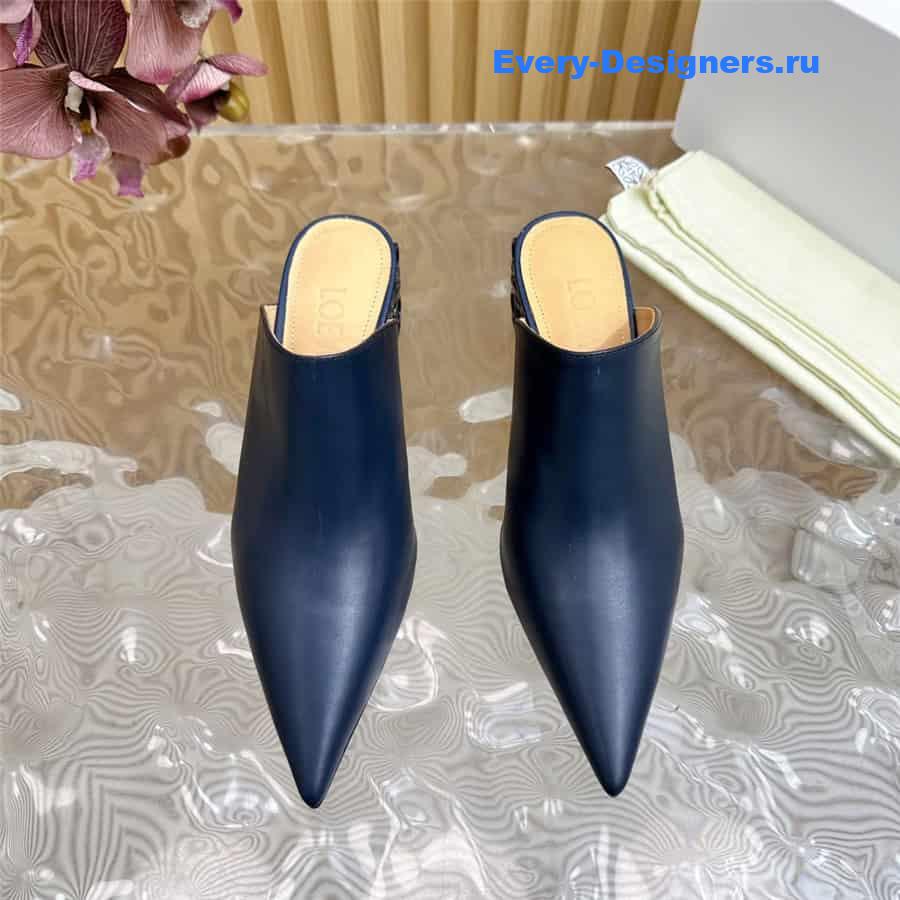 L0ew* anagram heel mules in navy