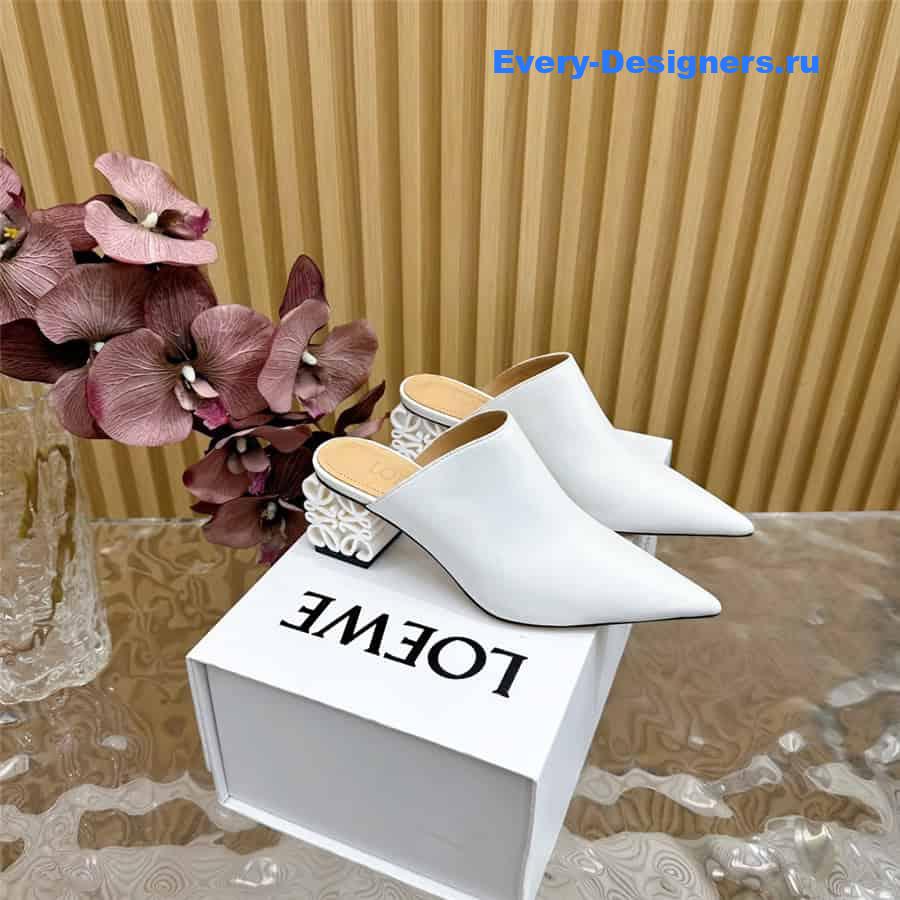 L0ew* anagram heel mules in white
