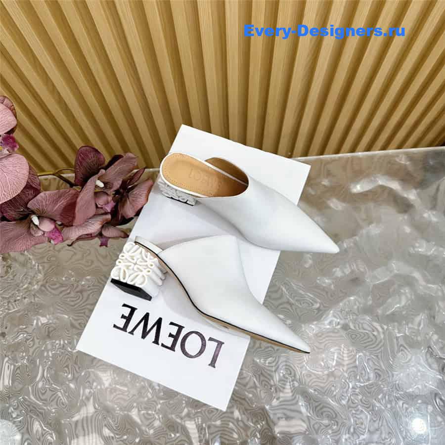 L0ew* anagram heel mules in white