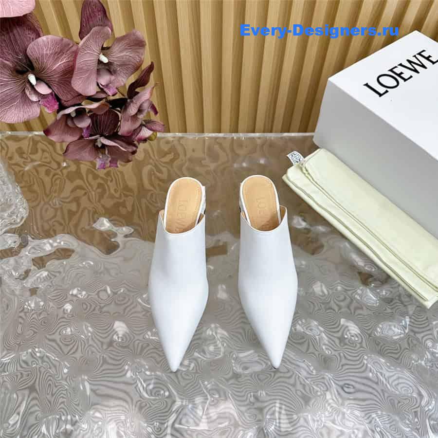 L0ew* anagram heel mules in white