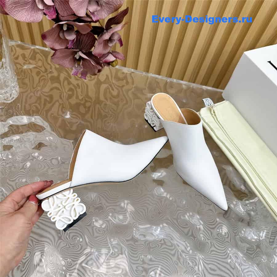 L0ew* anagram heel mules in white