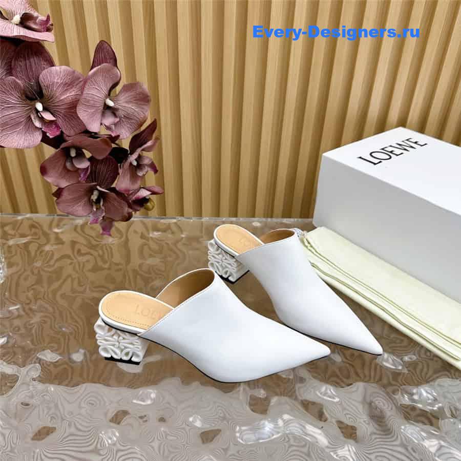 L0ew* anagram heel mules in white