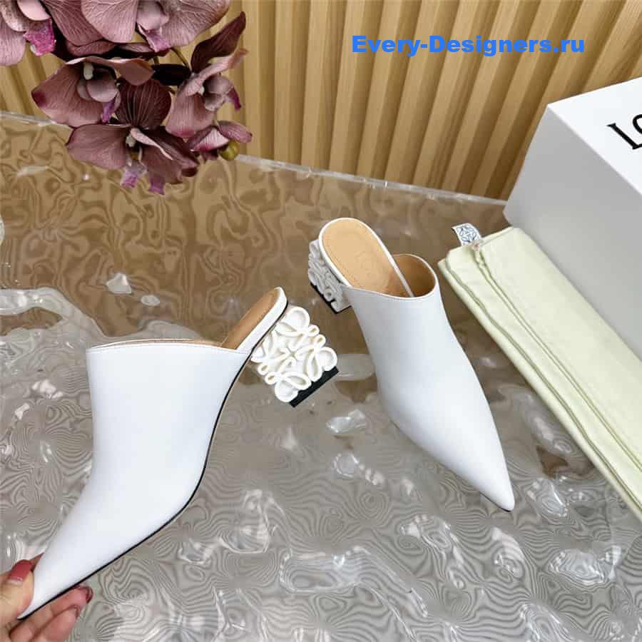 L0ew* anagram heel mules in white