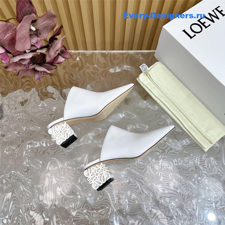 L0ew* anagram heel mules in white