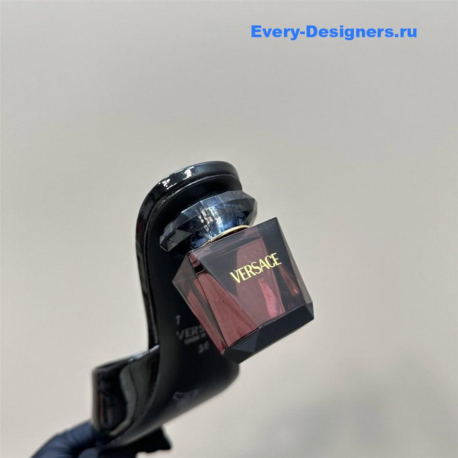 Versace Chunky Perfume Heels Pattern Mules in Black