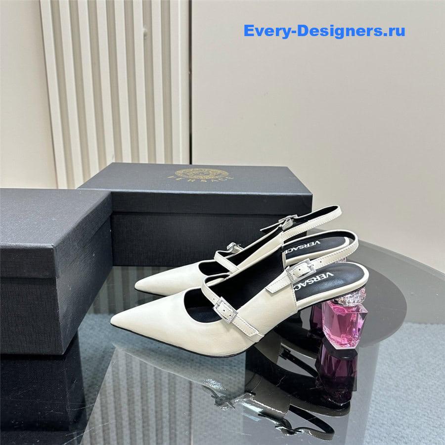 Versace Perfume Heels White Slingbacks