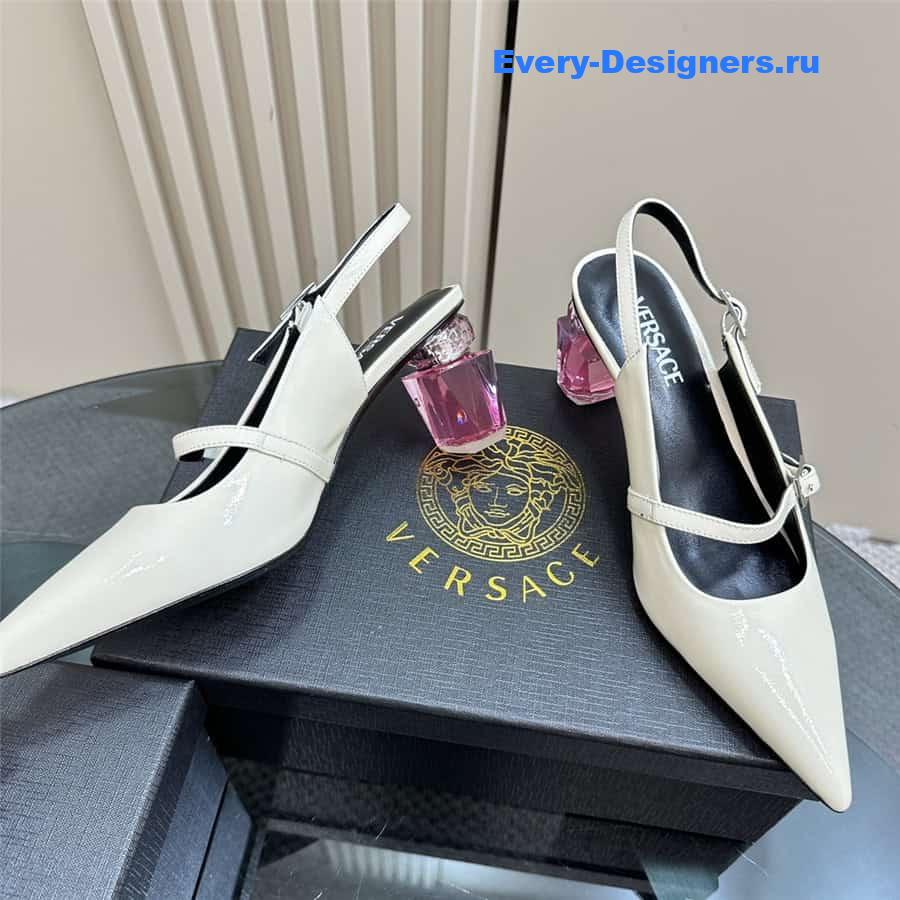 Versace Perfume Heels White Slingbacks