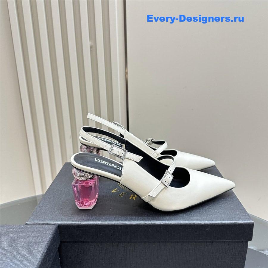 Versace Perfume Heels White Slingbacks