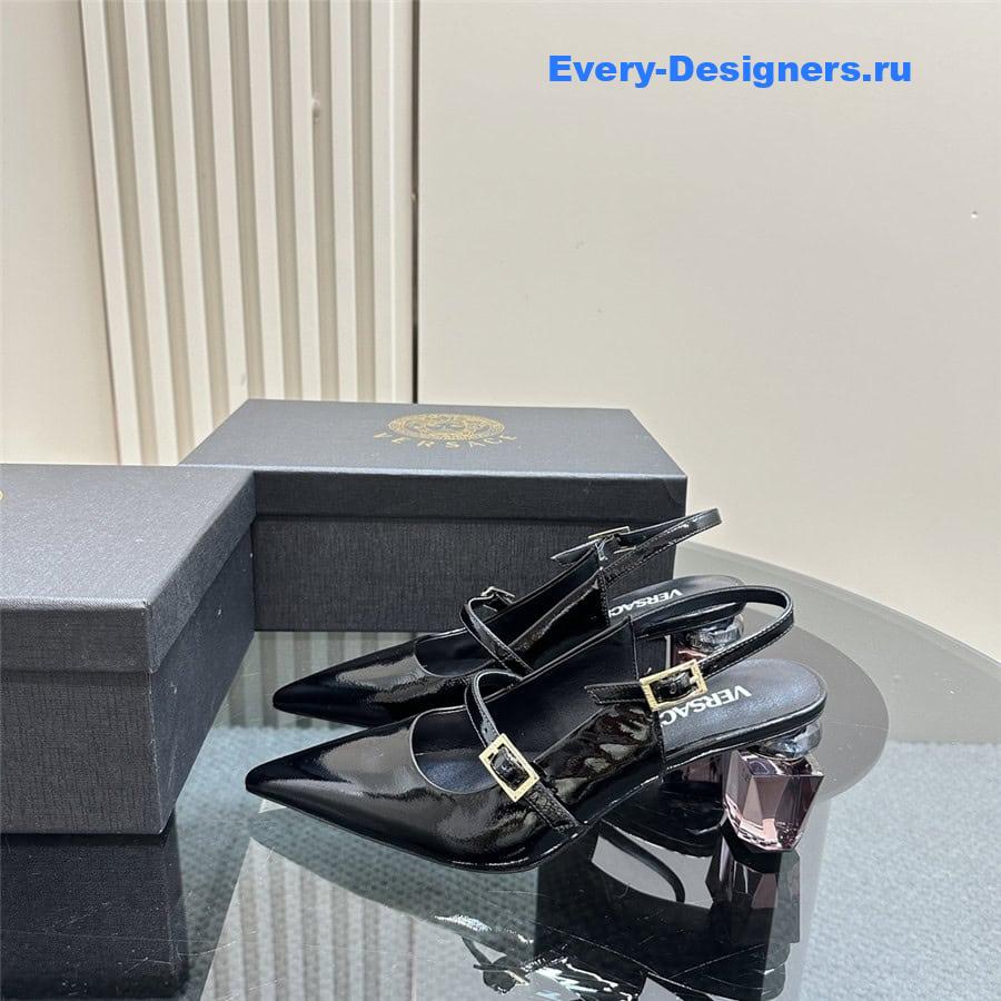 Versace Perfume Heels Black Slingbacks