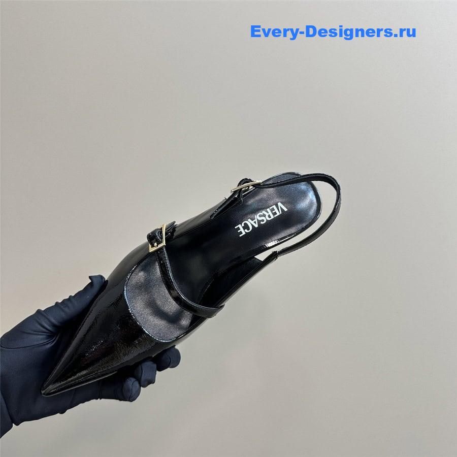 Versace Perfume Heels Black Slingbacks