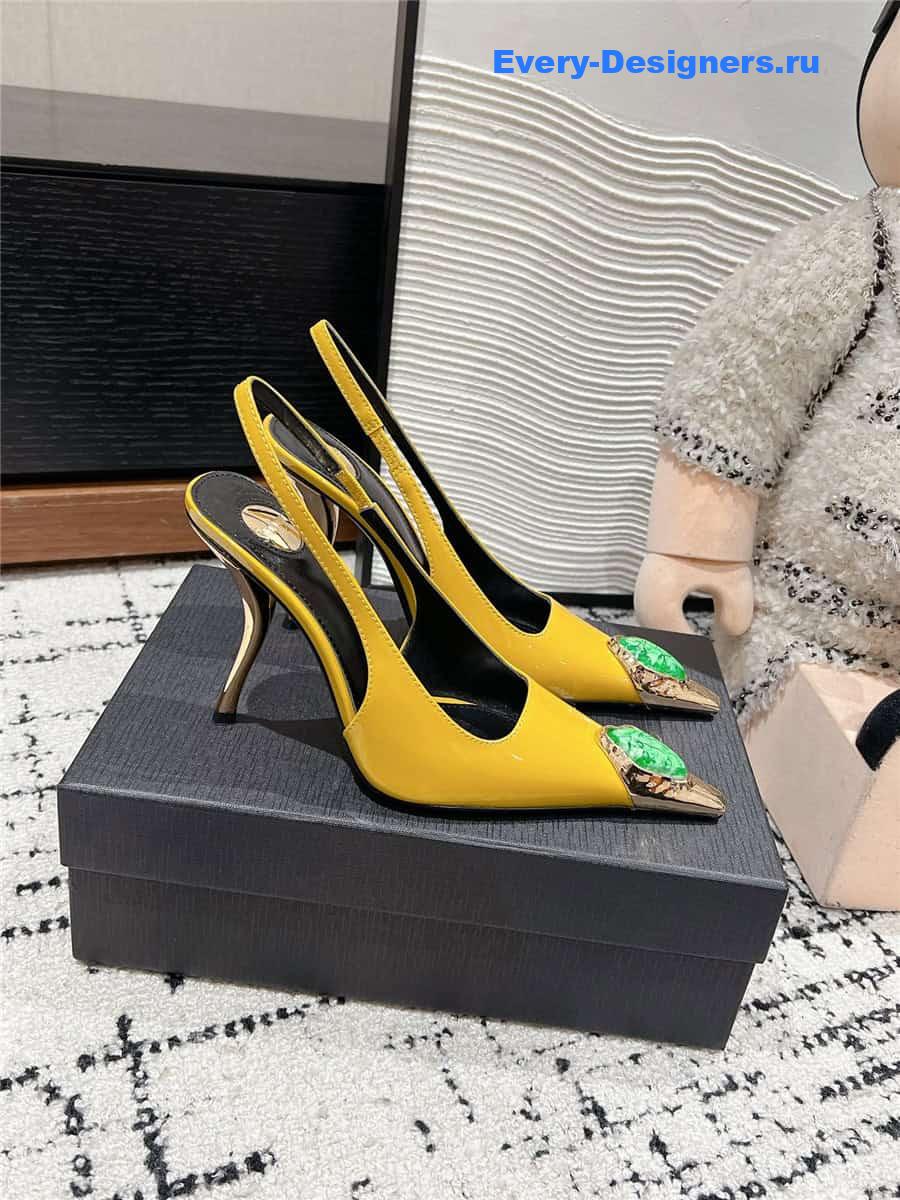 Y51 jeanne slingback pumps in yellow pattern leather