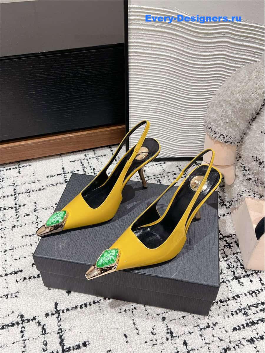 Y51 jeanne slingback pumps in yellow pattern leather