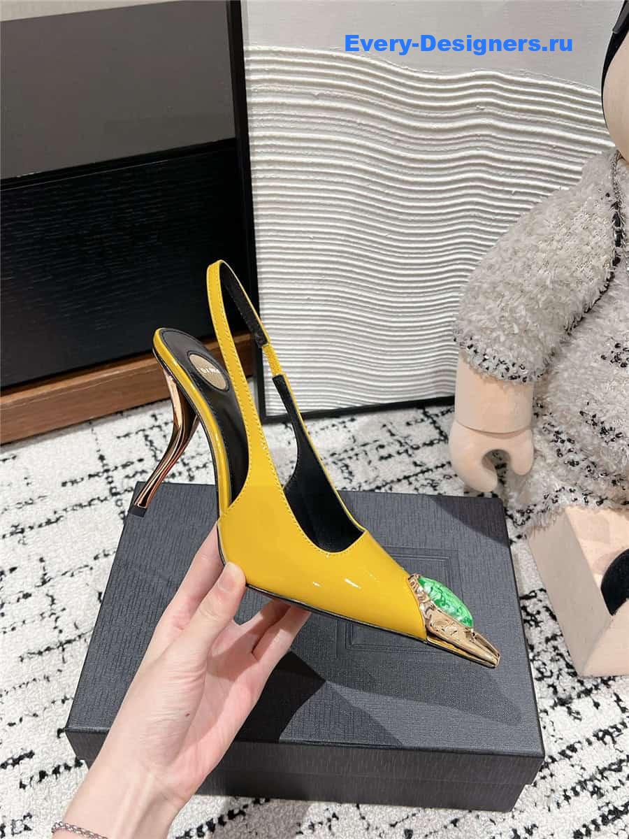 Y51 jeanne slingback pumps in yellow pattern leather