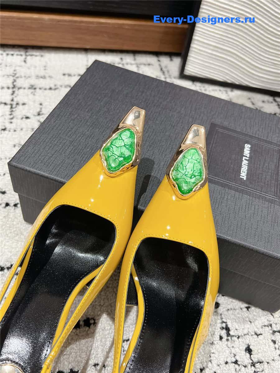 Y51 jeanne slingback pumps in yellow pattern leather