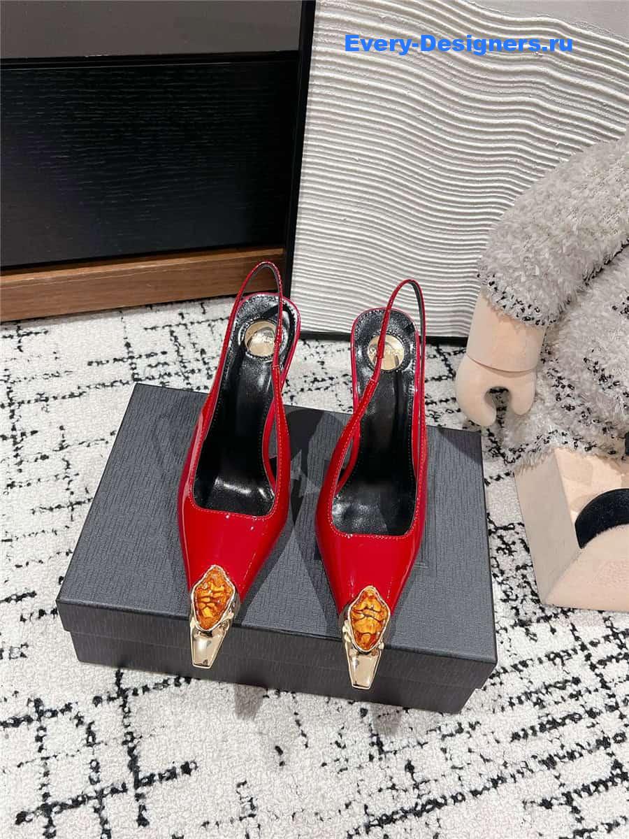 Y51 jeanne slingback pumps in red pattern leather