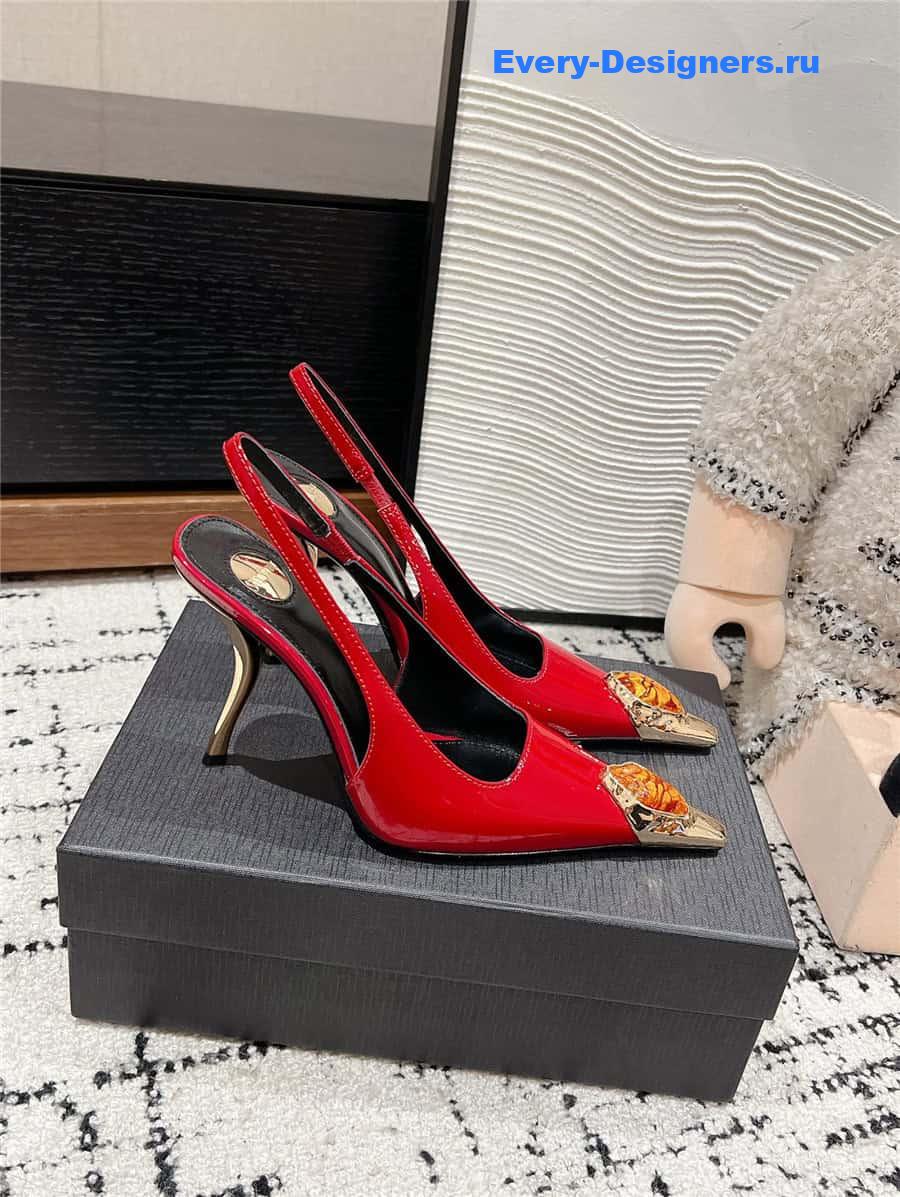 Y51 jeanne slingback pumps in red pattern leather