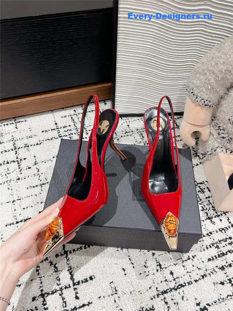 Y51 jeanne slingback pumps in red pattern leather